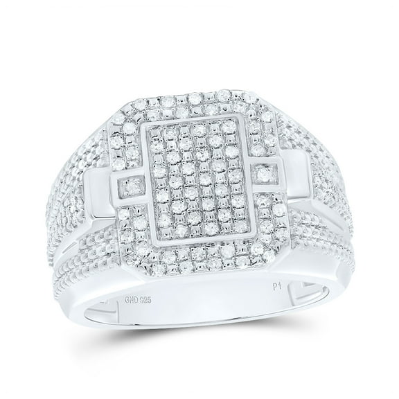 Sterling Silver 1/3 Cttw Diamond Men's Ring, Men Size: 8-12