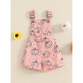 thumbnail image 2 of Halloween Toddler Girls Overalls Clothes Flower Ghost/Pumpkin Suspender Pants Baby Sleeveless Shortall Romper Jumpsuit, 2 of 8