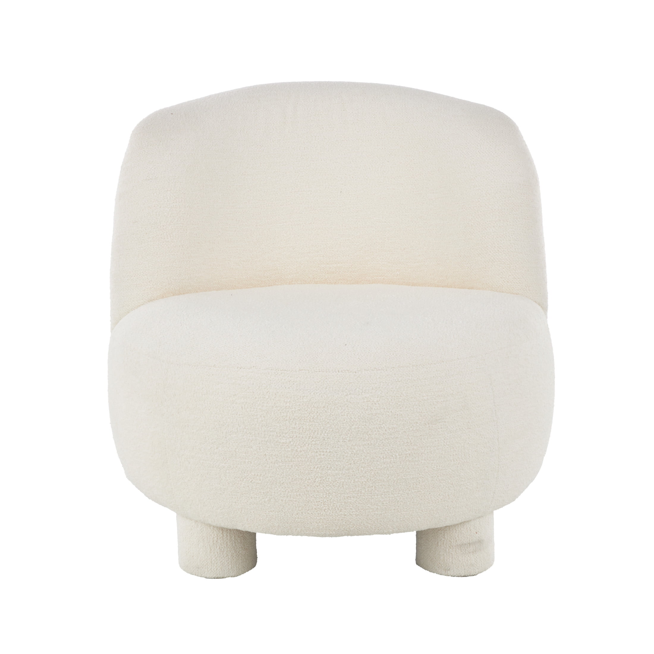 DecMode Polyester Rounded Barrel Lounge Chair, Cream