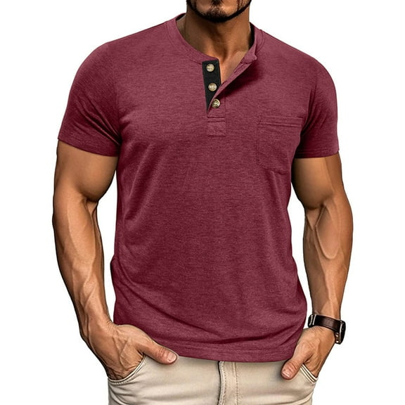 Fengactive Short Sleeve Shirt for Men Lightweight Casual Button Tees Tops Classic Work T-Shirts with Pocket