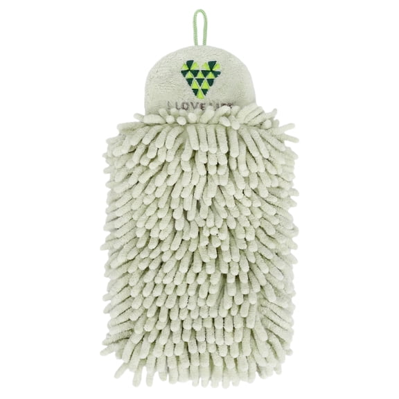 Unique Bargains Fluffy Chenille Ultra Soft Absorbent Quick Dry Towel Green 10" x 4"