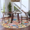 thumbnail image 3 of Round Rugs 8 Ft, Boho Pink Flowers Non Slip Area Rugs for Kitchen Bedroom Entryway, Colorful Floral Spring Vintage Botanical Washable Carpet Runner Rug Floor Mats for Bedroom Home Decor, 3 of 8