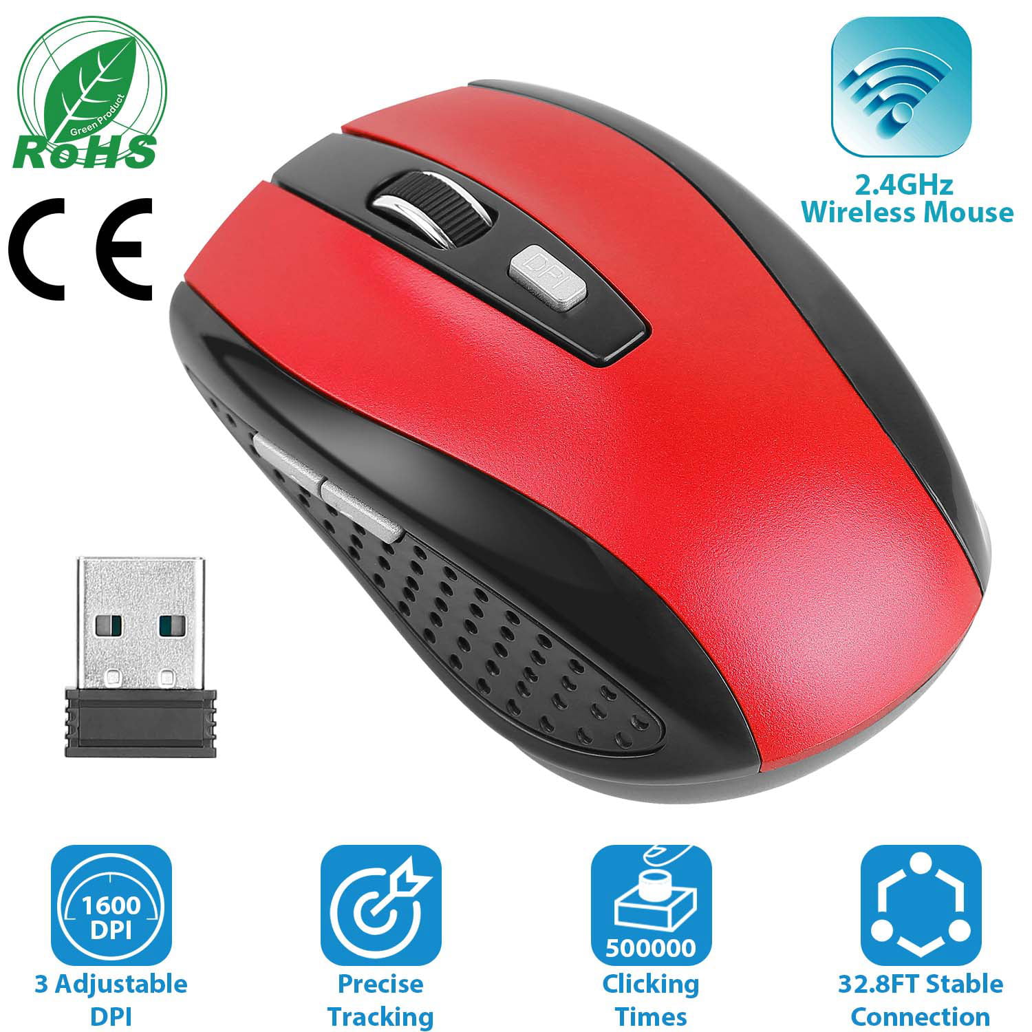 Optical Gaming Mouse DPI USB Computer Wireless Mouse With USB Receiver PC Laptop 