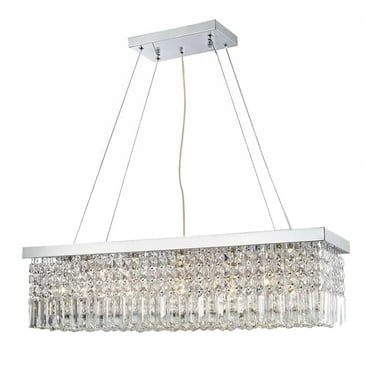 5-Light Rectangle Chrome Chandelier with Crystal Accents