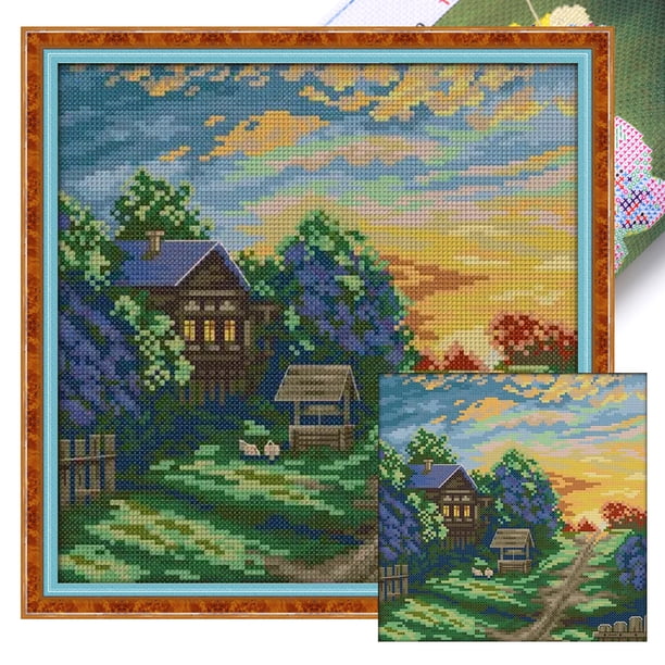 Hilo Algodón Bordado Punto Cruz Con Primavera 14CT 26x26cm