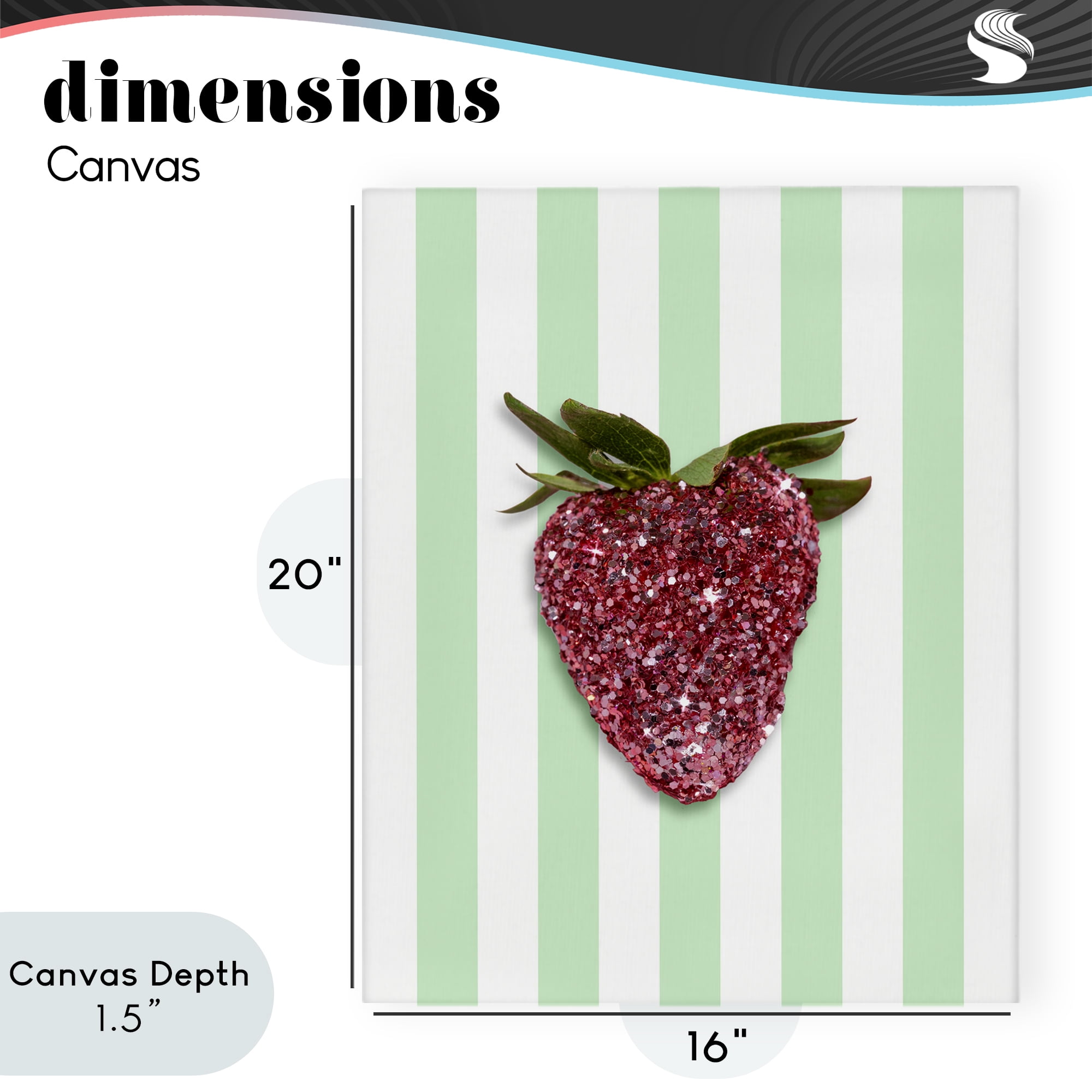 Stupell Industries Glimmer Cherry on Green Stripes Canvas Wall Art, design by LISH Creative