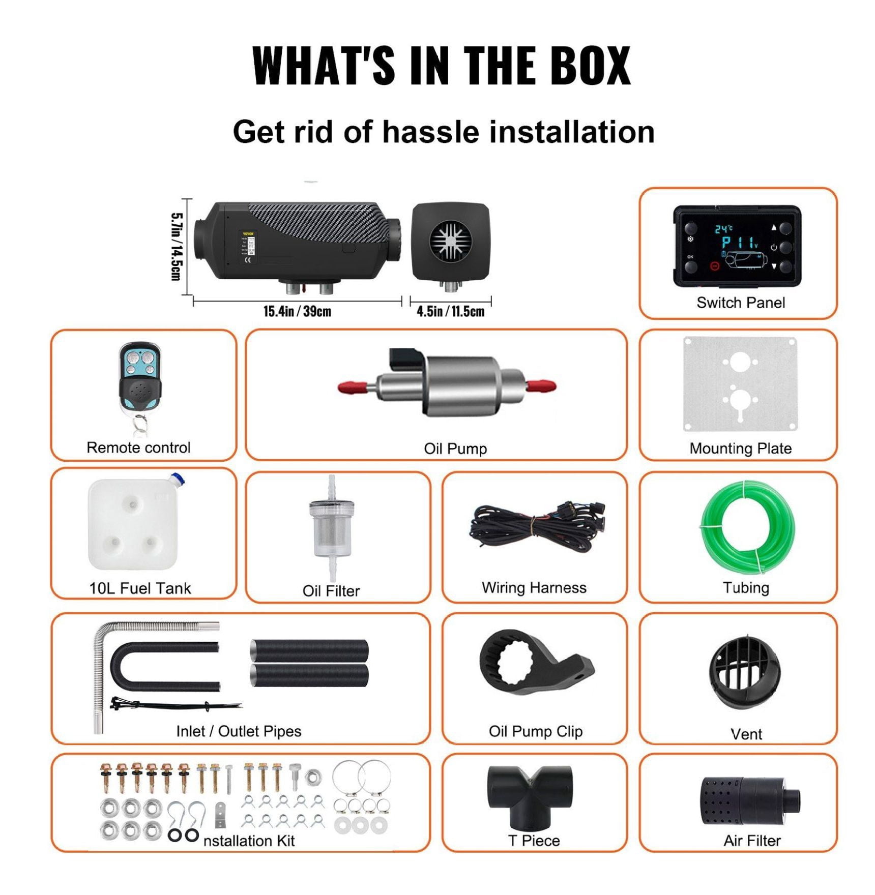 8KW Diesel Air Heater 12V, Remote Control Parking Heater for Car, Truck, RV, Boat - Fast Heating, Low Fuel Consumption, LCD Display