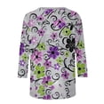 thumbnail image 3 of Camiseta de Manga Larga de Mujer con Cuello Redondo Impreso Floral 3/4 Manga Blusa Casual Estirable Suave, Camisetas de Manga 3/4 para Mujeres, 3 of 5