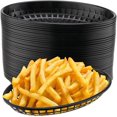 thumbnail image 2 of RRFDWQ-40 Pack 8.9x5.7x1.6 Inch Black Plastic Fast Food Baskets, Restaurant Serving Baskets, Oval Fast Food Serving Tray for Picnic, Deli Serving, Chicken, Burgers and Fries, 2 of 3