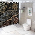 thumbnail image 7 of Orinice  Turtle Theme Shower Curtain Set Floral Bathroom 59 Pcs Set Gold Black Tortoise Rugs Sea Marine Life Toilet Lid Cover Bath Mat 36x72, 7 of 7