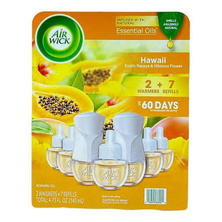 Air Wick Scented Oil Air Freshener Kit  Hawaii (2 Warmers + 7Refills)