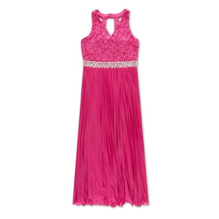 Girls Jewel - Jewel Waist Pleated Long Occasion Dress (Big Girls)