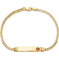 thumbnail image 4 of 14K Yellow Gold Medical Red Enamel Curb Link Id Bracelet (7 X 5.5) Made In United States xm551fr-7, 4 of 5