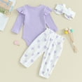 thumbnail image 3 of Bagilaanoe 3pcs Newborn Baby Valentine's Day Outfits Girl Pants Set Long Sleeve Romper Tops + Heart Leggings + Headband 3M 6M 9M 12M 18M Infant Spring Casual Clothes, 3 of 7