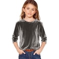thumbnail image 1 of AWZXDE T-Shirt en Velours pour Filles à Manches 3/4, Doux, Col Rond, Hauts Décontractés pour Filles, T-Shirt de Base Confortable 3-14 Ans, 1 of 4