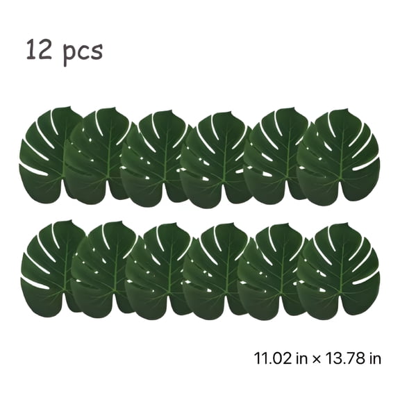 ACDANC 12pcs Artificial Turtle Leaf Table Mat Placemat Simulation Plant Leaves for Tropical Jungle Party
