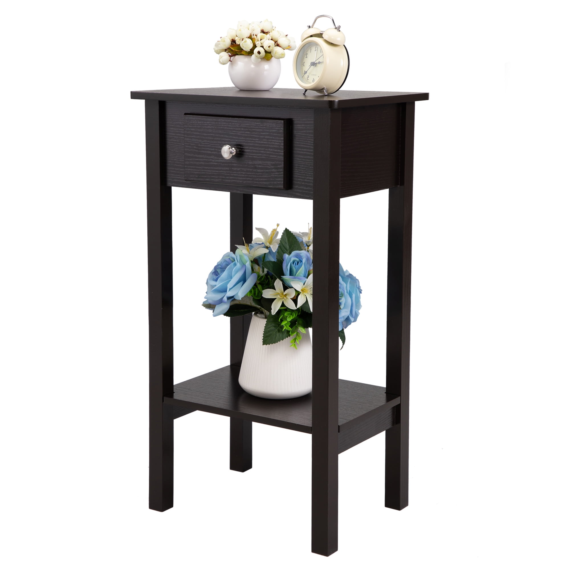 Kepooman Modern Versatile High-Leg Nightstands Side End Table Night Stand Storage Shelf with Drawer for Living Room Bedroom, Brown Kepooman Modern Versatile High-Leg Nightstands Side End Table Night Stand Storage Shelf with Drawer for Living Room Bedroom, Brown
