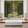thumbnail image 2 of Ambesonne Country Kitchen Curtains, Alley with Oak Trees, 55"x45", Dark Green Pale Brown, 2 of 3
