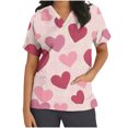 thumbnail image 2 of VKOYWKM Women Valentine's Day Scrub Tops Heart Graphic V Neck Nurse Uniform Short Sleeve Loose Fit Working Nurse Scrubs with Pockets, 2 of 5
