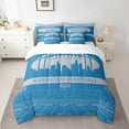thumbnail image 2 of Feelyou Detroit Football City Bedding Comforter Set 7 Pieces, Rugby Sports Queen Bedding Sets, Gray Blue Queen Sheet Sets, Kids Teens Bedroom Decor, 2 of 8
