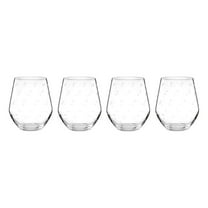 Exlonjet Larabee Dot 4-Piece Stemless White Wine Glass Set, 12 fluid ounces