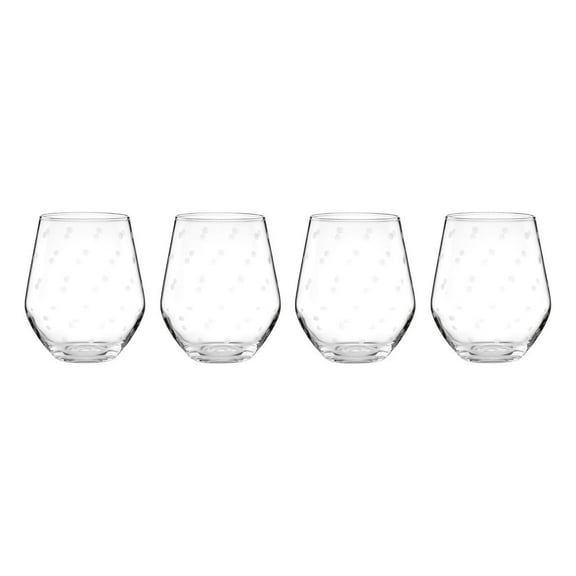 Exlonjet Larabee Dot 4-Piece Stemless White Wine Glass Set, 12 fluid ounces