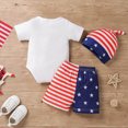 thumbnail image 4 of Xudanell 4th of July Baby Boy Outfit Baby My First Independence Day Outfits Tshirt Romper Shorts Hat 3 Piece Set Boy Trendy Patriotic Wear Red 6-9 Months, 4 of 7