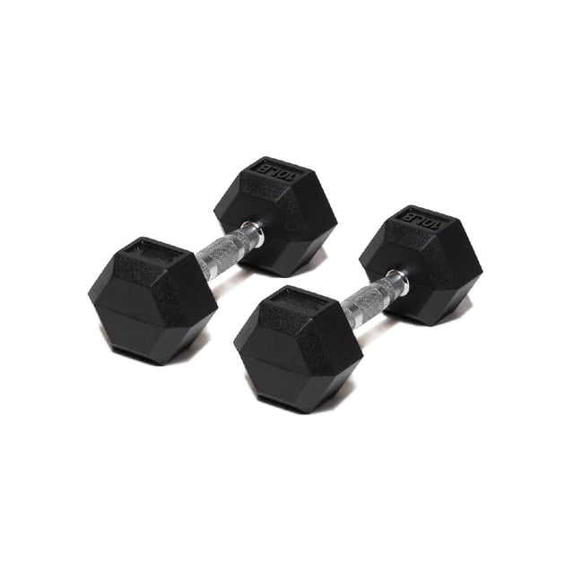 Par de Mancuerna Hexagonal 10 Lb MDFitness con Revestimiento en Goma Hexagonal Recubierta