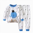 thumbnail image 5 of CAUYDYKids Toddler Boys Girls Pajamas Animal Elephant Pajamas Homewear Sleepwear Pjs Set(L101-Blue,6-12 M), 5 of 5