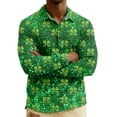 thumbnail image 4 of Men's St. Patrick's Day Shamrock Henley Long Sleeve Pullover Casual Top Shirt, 4 of 6