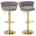 thumbnail image 1 of Juego de 2 taburetes de bar VECELO ajustables, gris aterciopelado, giratorios 360°, 1 of 7
