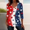 thumbnail image 2 of 4th of July Outfits for Women American Flag V Neck Shirt 3/4 Sleeve Casual Tops Usa 250th Anniversary Shirt Holiday Tunic Tops, 2 of 7