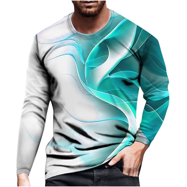 Blusa de camiseta de manga corta con estampado de jersey de cuello redondo informal a la moda para hombre Pompotops oipoqjl3015