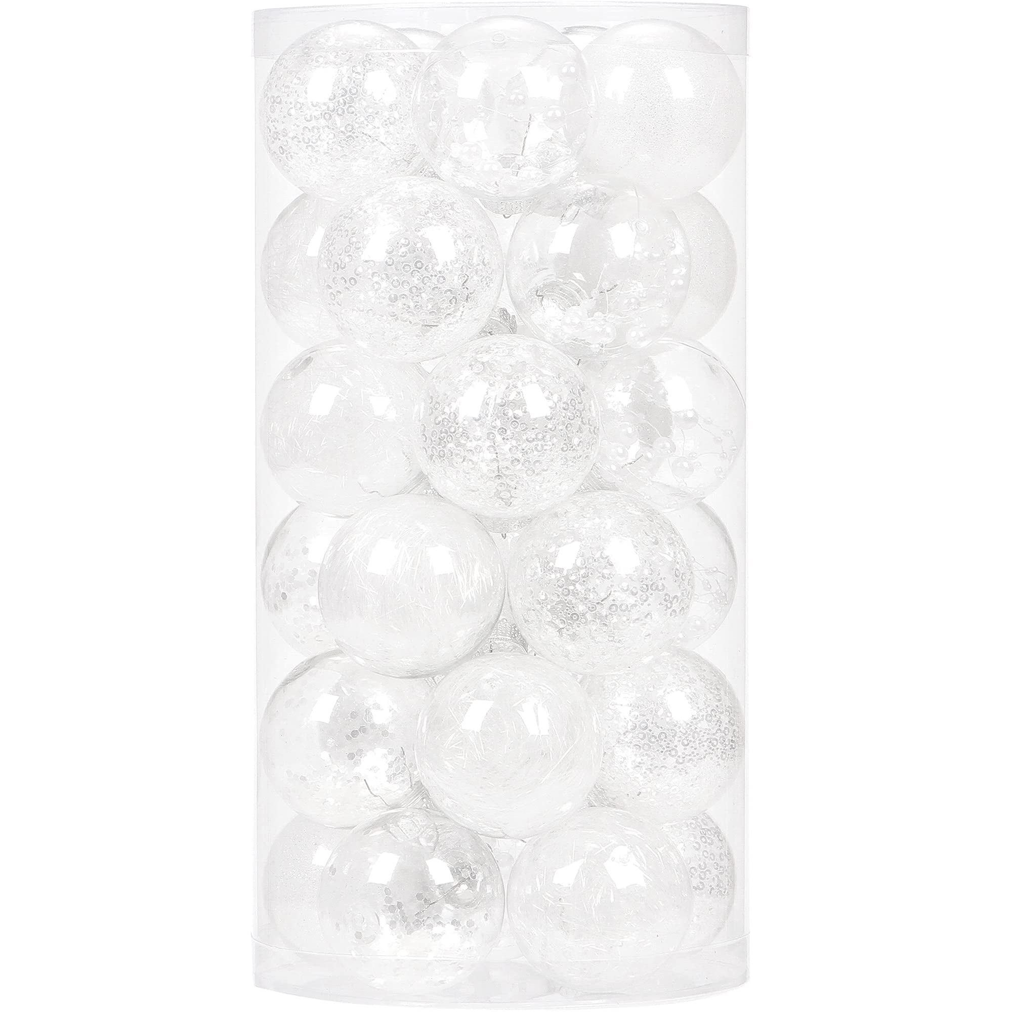 Sea Team 60mm/2.36" Shatterproof Clear Plastic Christmas Ball Ornaments