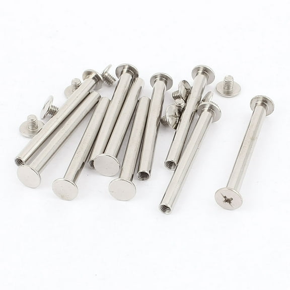 Uxcell M5x50mm Nickel Plated Binding Screw Post for Scrapbook Photo Albums (10-pack)