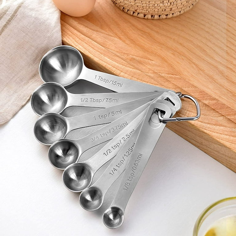 Measure Cups Spoons Set, Stackable Scale Design Stainless Steel Measuring  Spoons Cups Set Safe Multifunctional Space Saving for Kitchen