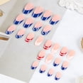 thumbnail image 5 of Independence Day Red White & Blue French Sheer Pink Almond Press-On Nails, Minimalist Nail Art, 24-Piece Detachable False Nails, 5 of 9