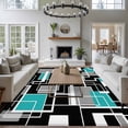 thumbnail image 3 of 8x10 Area Rugs for Living Room, Teal Blue Black Geometric Non Slip Area Rugs for Kitchen Bedroom Entryway, Modern Abstract Art Block Washable Carpet Runner Rug Floor Mats for Bedroom Home Decor, 3 of 8