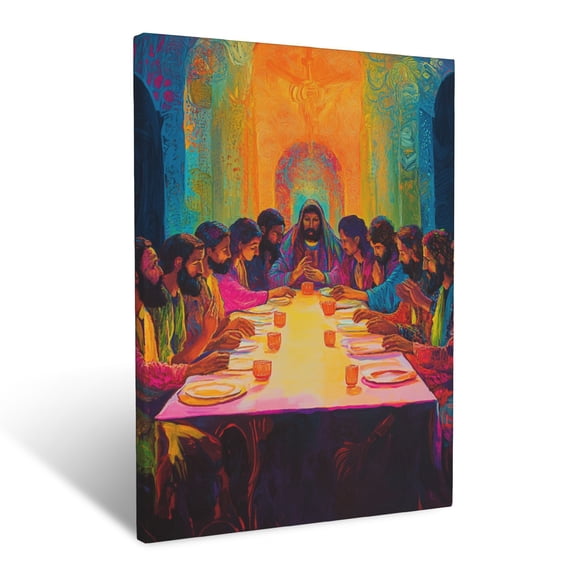 CozyNet The Last Supper With Vibrant Details Disciples Gathered & Holy Atmosphere Wall Art Prints With Frame Canvas Perfect for Living Room & Bedroom, Ready to Hang, Wall Decor 12"x16"