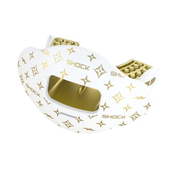 Protector labial Mouthguard Shock Doctor Max Airflow blanco/dorado Lux