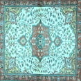 thumbnail image 1 of Ahgly Company Indoor Square Medallion Light Blue Traditional Area Rugs, 7' Square, 1 of 4