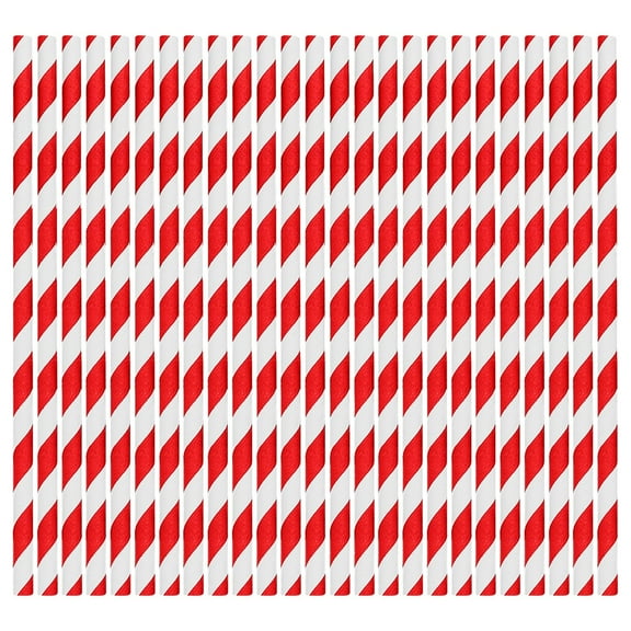 Herrnalise [100 Pack] Striped Paper Drinking Straws,0.24"×7.76" Biodegradable Disposable Drinking Straws for Smoothie,Valentine's Day,Brithday,New Year,Party Decoration Supplies,Red Stripe