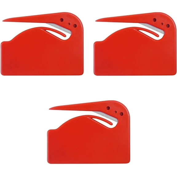 3 Pack Letter Openers Envelope Slitters, Plastic Mail Opener with Blade Paper Knife (Red, M)