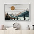 thumbnail image 2 of PixonSign Framed Canvas Print Wall Art Teal Mountain Pine Trees Nature Wilderness Digital Art Wood Panel Landscape Farmhouse/Country Relax/Calm/Cozy Geometric Abstract - 16"x24" White, 2 of 5