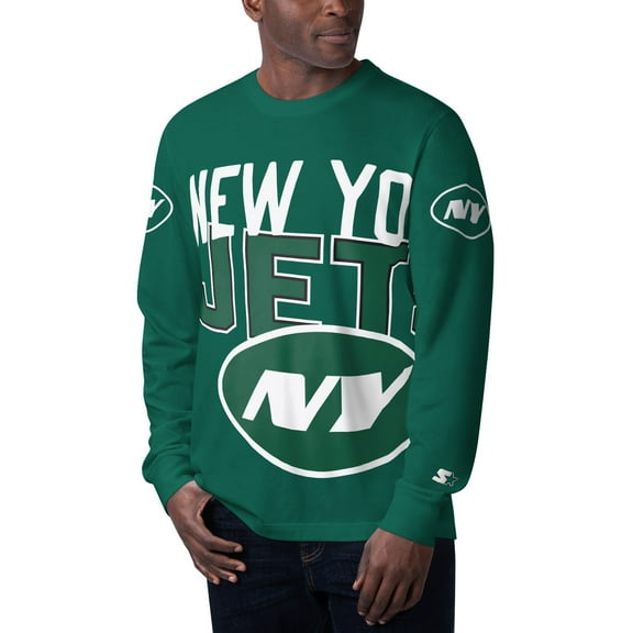 Men's Starter Green New York Jets Clutch Hit Long Sleeve T-Shirt