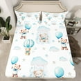 thumbnail image 2 of Manfei Kids Kawaii Bear Twin Sheet Sets, Dreamy Cartoon Style Twin Fitted Sheet, Stars Cloud Print Flat Sheet, Luxury Bedroom Decor, 3 Pieces, 2 of 7