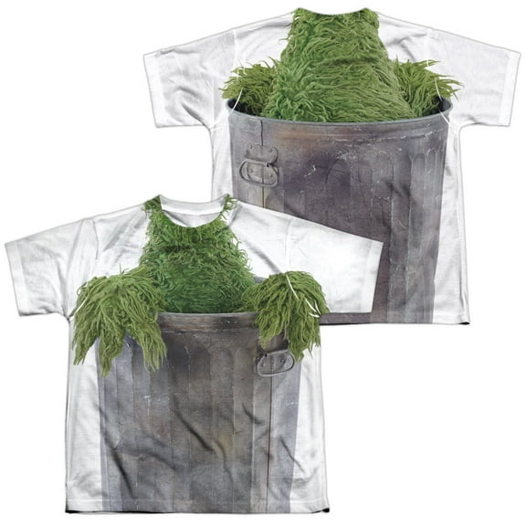 Sesame Street - Oscar Costume (Front/Back Print) - Youth Short Sleeve Shirt - Small