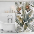 thumbnail image 3 of Vintage Palm Leaf Shower Curtain, 36"x72", Green Banana Leaves Tropical Plant Summer Waterproof Bathroom Curtain Washable Shower Curtain Set with 12 Hooks, 3 of 9