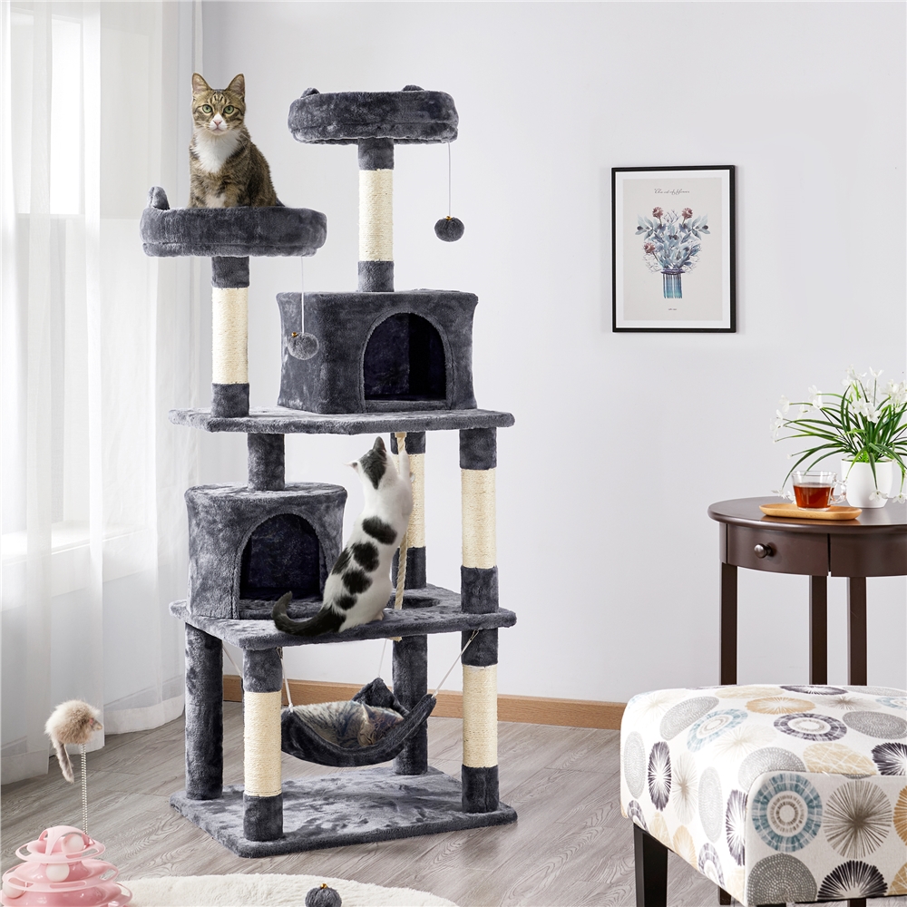 Alden Design 62in Double Condo Cat Tree and Scratching Post Tower photo 3