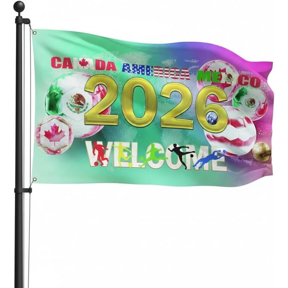 Yanonmyfd 2026 Soccer Flag World Football Cup Flags 3x5 Ft Outdoor Indoor Garden Decorations for Game Day Celebration Decor Gifts,Welcome